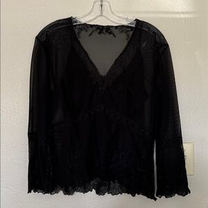 Elegant Elie Tahari Sheer Black Lace Women's Top